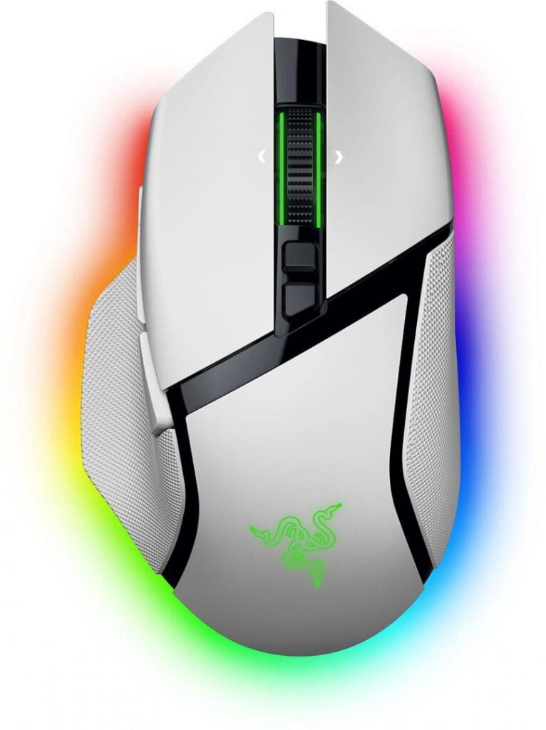 Mouse gaming wireless Razer Basilisk V3 Pro, 35K DPI, 11 butoane programabile, iluminare Razer Chroma RGB, senzor Focus Pro 35K Optical Sensor Gen-2, Alb