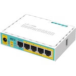 Router Ethernet, MikroTik, SOHO, 5×10/100 Mbps, PoE in, PoE out, alb