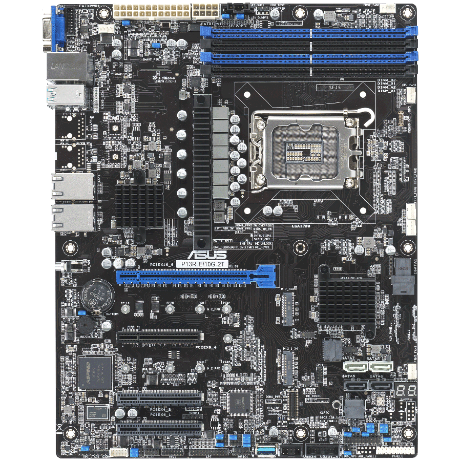 Placa de baza Asus P13R-E/10G-2T, 1x LGA1700, 128GB DDR5, 8x SATA, 2x M.2, 2x10GbE, ATX, 305x244mm