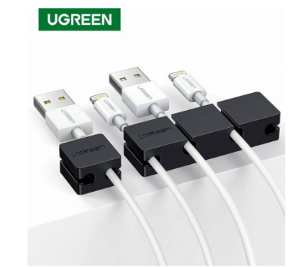 Organizator pentru Cabluri UGREEN 3+1, silicon, adeziv 3M, 6 orificii, negru, 1.7×1.7×5.5cm