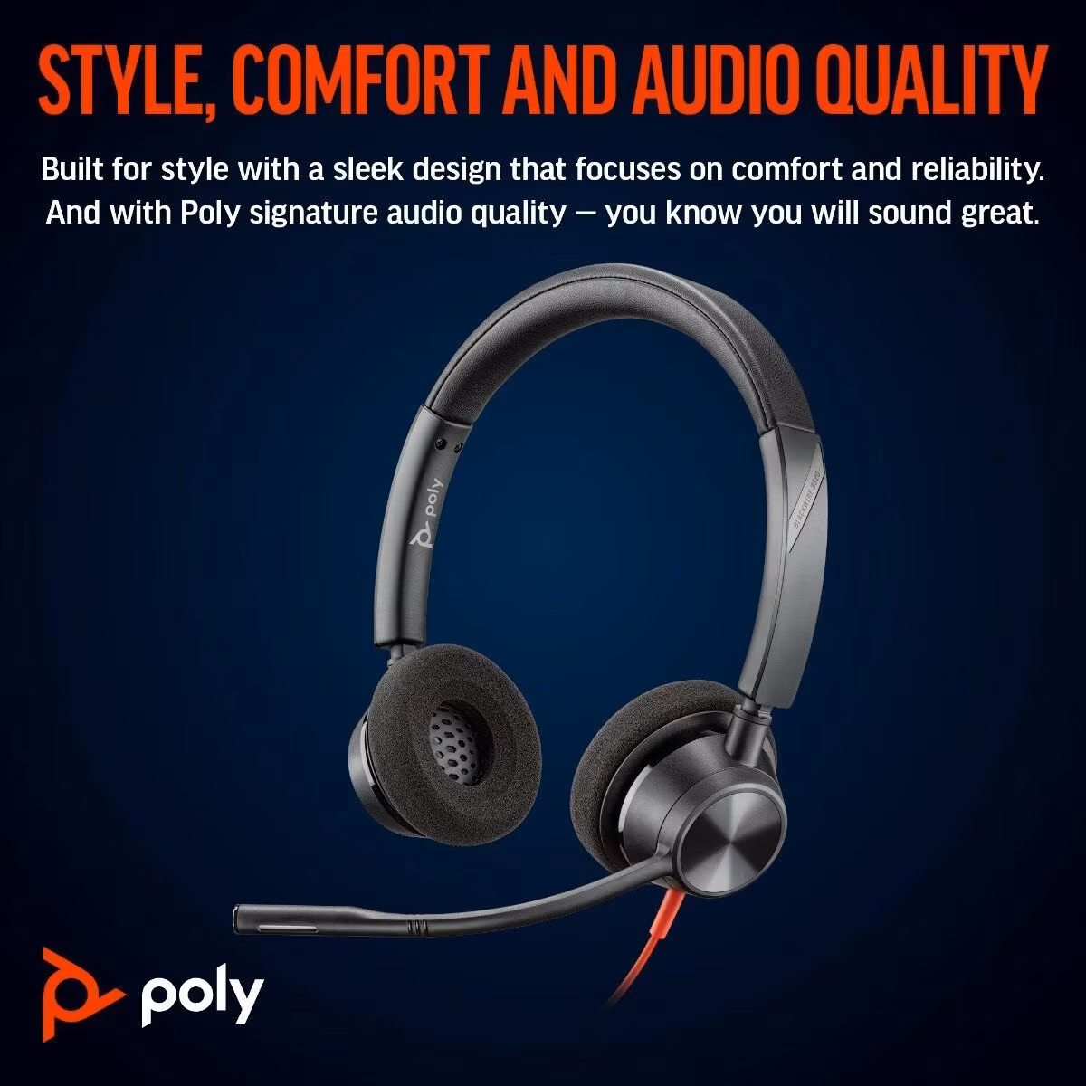 Căști Poly Blackwire 3320 USB-C/A Negru 2 Căști Poly Blackwire 3320 USB-C/A Negru - imagine 2