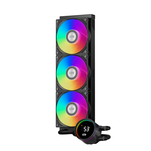 COOLER PCCooler „DA360 Pro ARGB Digital”, skt. Intel si AMD, racire cu lichid, 3 x 120mm, 500 – 2200 RPM, iluminare RGB adresabil, afisaj digital, negru „DA360 Pro ARGB Digital BK” (timbru verde 2.00 lei)