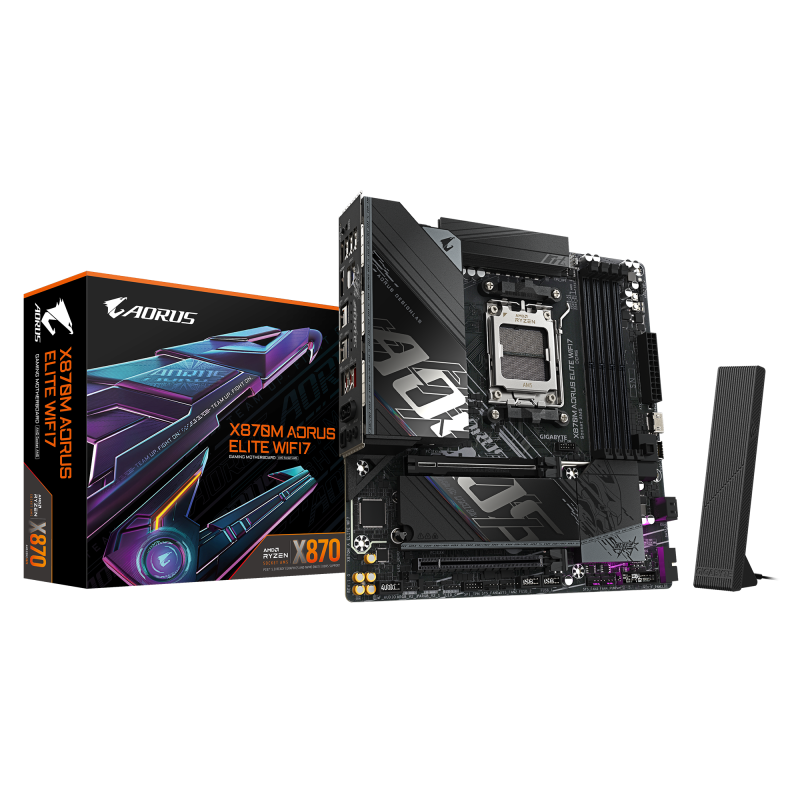 Placa de bază Gigabyte X870M AORUS ELITE WIFI7, AM5, mATX