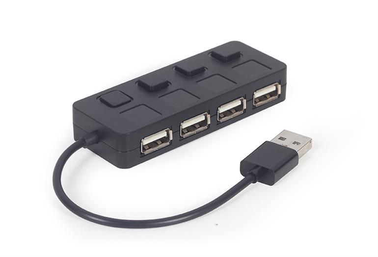 Hub USB Gembird 4 Port USB 2.0 Black cu On/Off - imagine 2