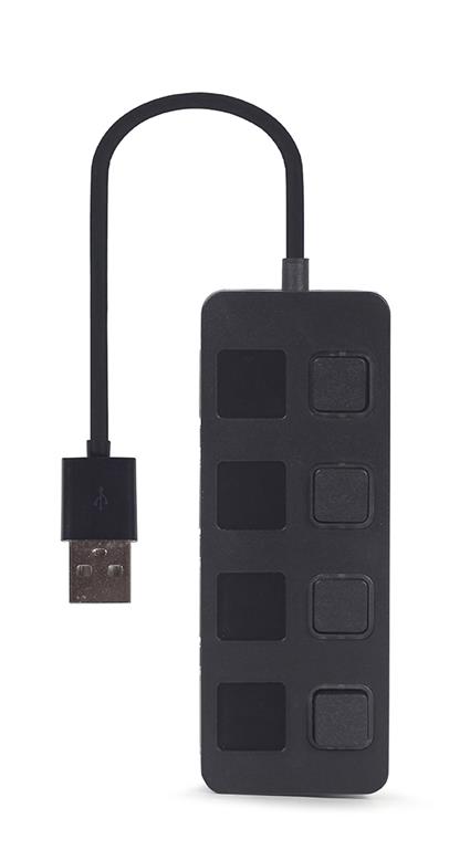 Hub USB Gembird 4 Port USB 2.0 Black cu On/Off - imagine 3