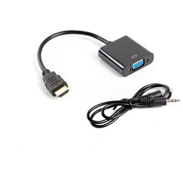 Adaptor Convertor Lanberg AD-0017-BK HDMI la VGA cu Audio - imagine 2