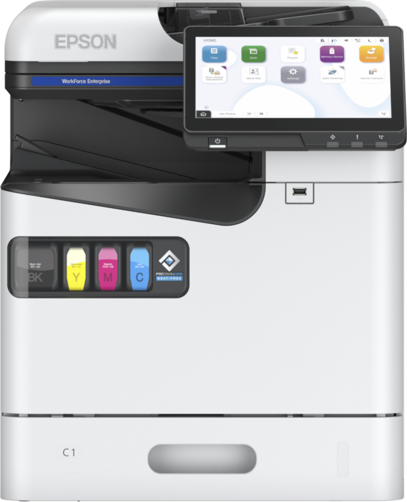 Imprimanta multifunctionala Epson WorkForce Enterprise AM-C400, alb, 500 coli, ecran color, imprimare duplex