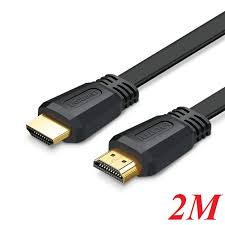 Cablu plat HDMI tata la tata, 2 m, Negru