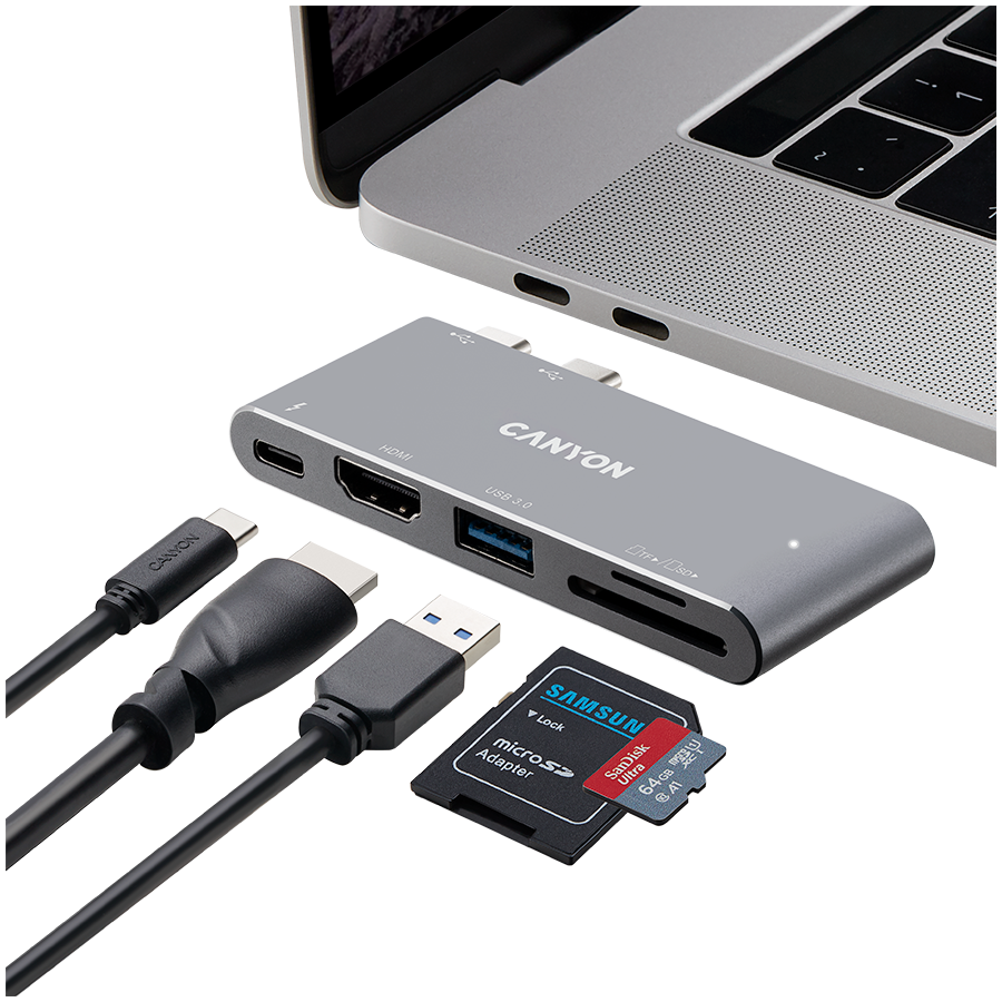 Docking station Canyon CNS-TDS05DG, 5 porturi, USB-C, aluminiu 4 Docking station Canyon CNS-TDS05DG, 5 porturi, USB-C, aluminiu - imagine 4
