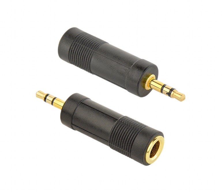 Adaptor audio Gembird 1 x 6.35 mm jack M la 1 x 3.5 mm jack T, stereo, Negru, A-6.35F-3.5M