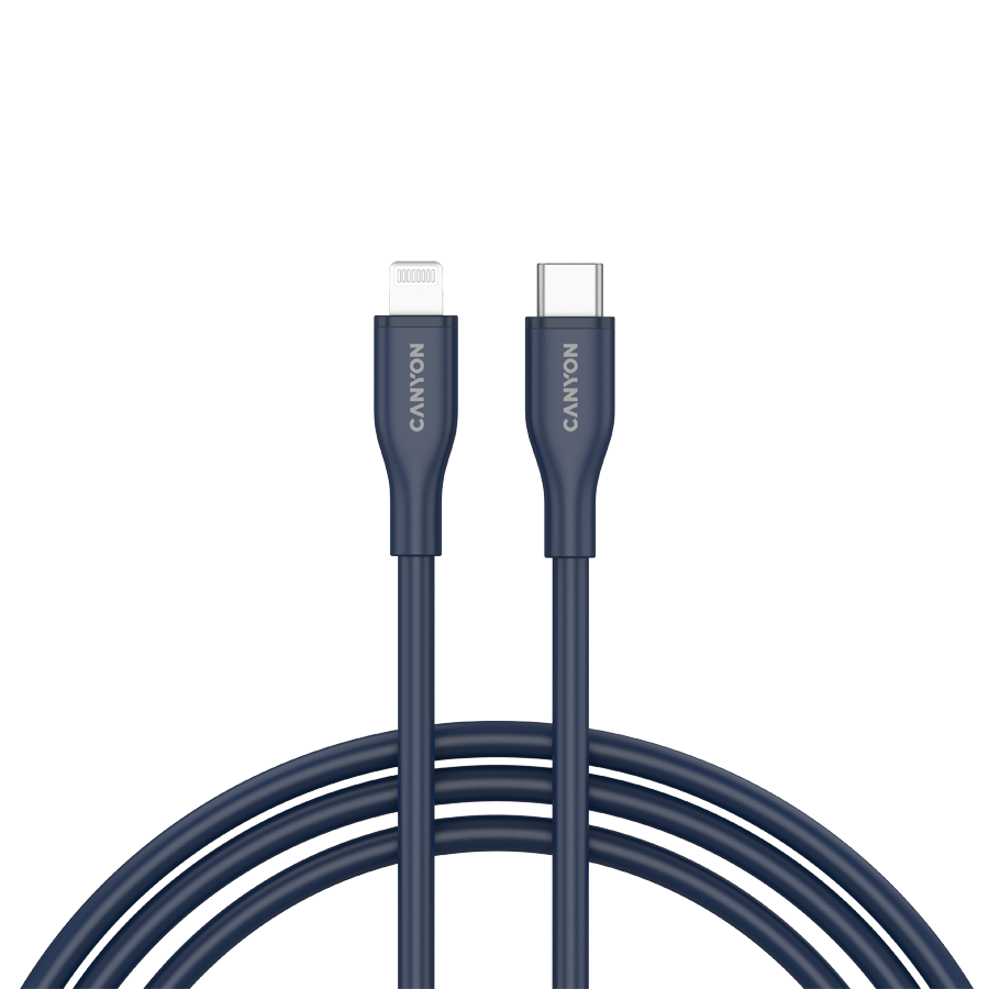 Cablu USB-C la Lightning Canyon, 60W, 1m, albastru inchis