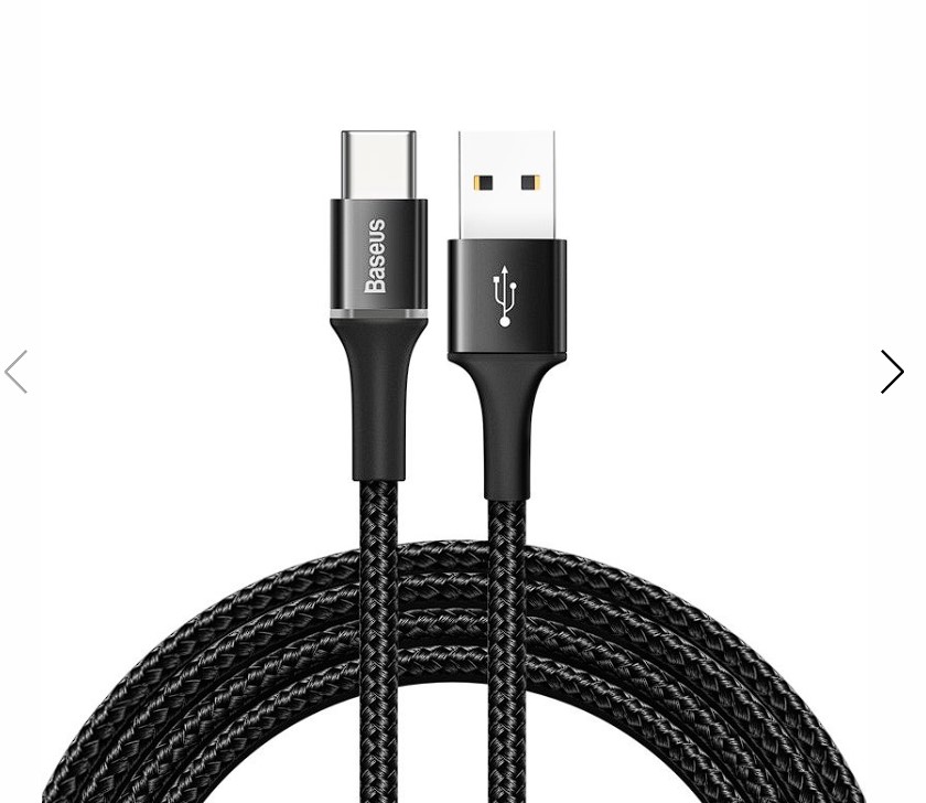 CABLU alimentare si date Baseus Halo, Fast Charging Data Cable pt. smartphone, USB la USB Type-C 2A, Brodat, 2m, Negru „CATGH-C01”