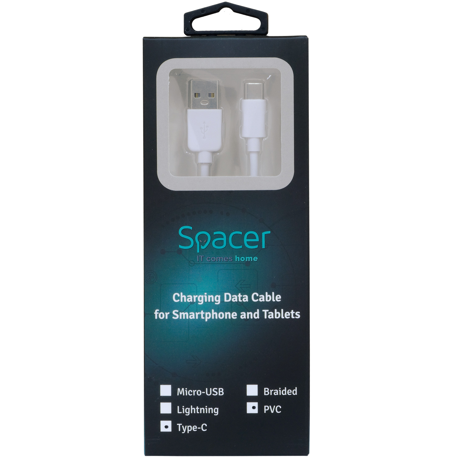 Cablu de date Spacer, USB 3.0 (T) la Type-C (T), PVC 2.1A, retail pack, 0.5m, Alb 2 Cablu de date Spacer, USB 3.0 (T) la Type-C (T), PVC 2.1A, retail pack, 0.5m, Alb - imagine 2