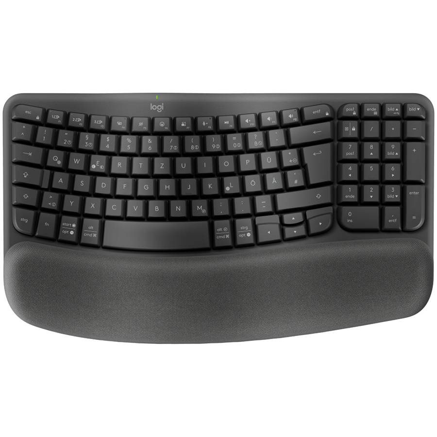 Tastatura ergonomica, Logitech Wave Keys for Business, wireless/Bluetooth, negru