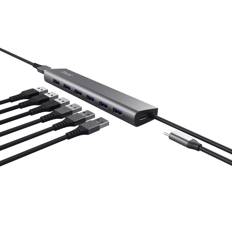Hub USB-C Trust Halyx 7 porturi USB-A 5 Gbps, USB 3.2 gen1, Aluminiu 2 Hub USB-C Trust Halyx 7 porturi USB-A 5 Gbps, USB 3.2 gen1, Aluminiu - imagine 2