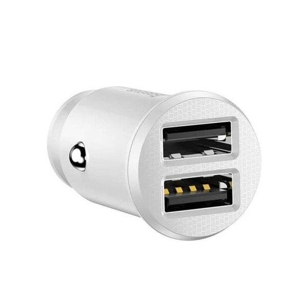 Incarcator auto Baseus Grain, 2xUSB-A, Quick Charge 2.0, 5V/3.1A, Alb