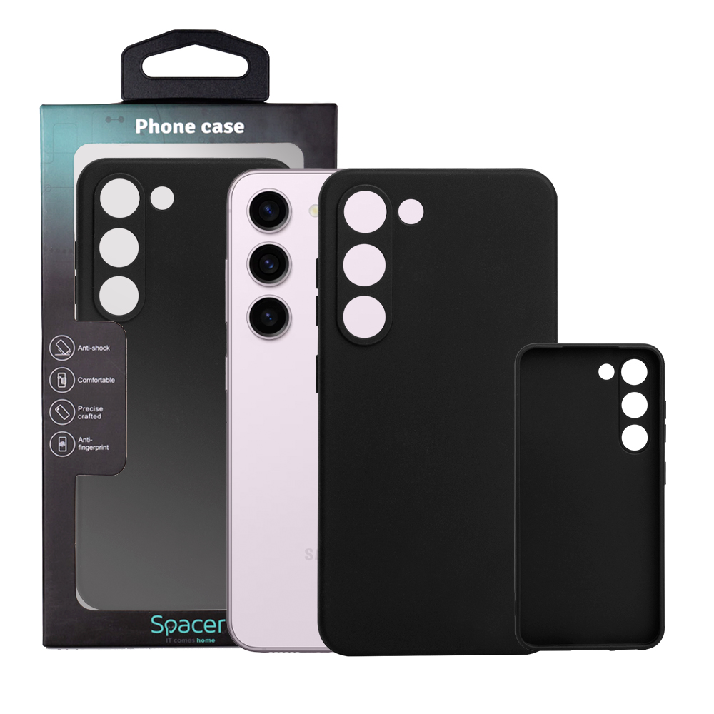 Husa de protectie Spacer pentru Samsung Galaxy S23, material flexibil TPU, Negru
