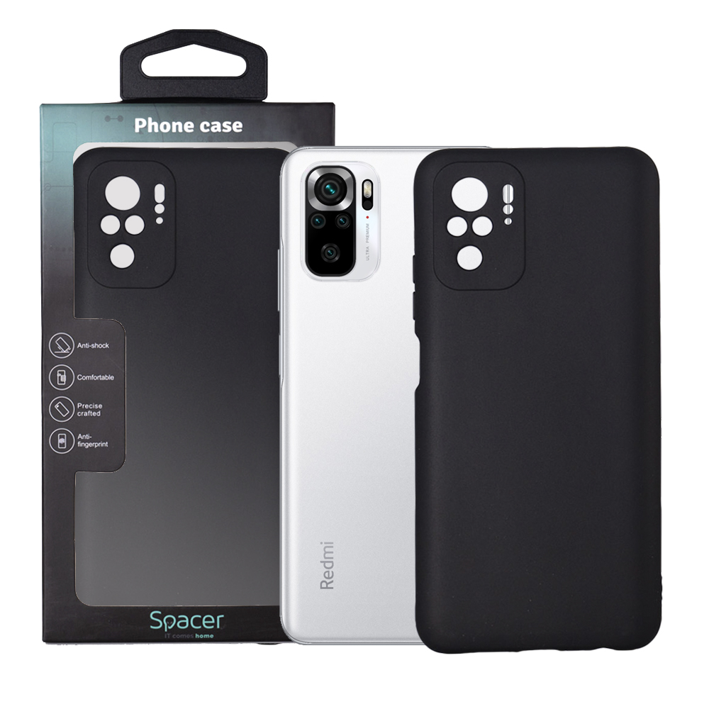 Husa de protectie Spacer pentru Xiaomi Redmi Note 10 S, material flexibil TPU, Negru
