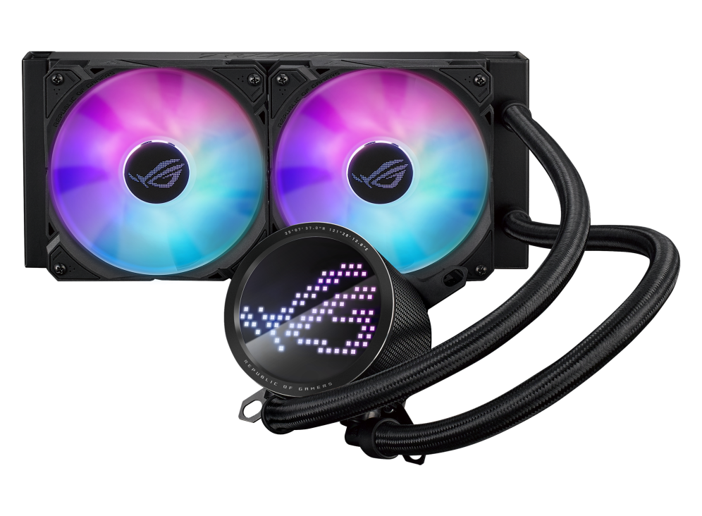 Cooler procesor ASUS ROG RYUO III 240 ARGB, all-in-one cu racire lichida, pompa Asetek generatia 8, Anime Matrix™ LED Display, ventilatoare ARGB