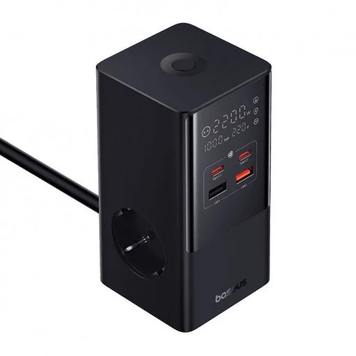 Incarcator de retea Baseus PowerCombo, cu prelungitor, 100W, 2x AC, 2x USB-C, 2x USB-A, 1.5m, Negru 3 Incarcator de retea Baseus PowerCombo, cu prelungitor, 100W, 2x AC, 2x USB-C, 2x USB-A, 1.5m, Negru - imagine 3