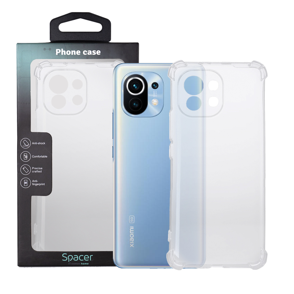 Husa de protectie Spacer pentru Xiaomi Mi 11 5G, material flexibil TPU, Transparenta