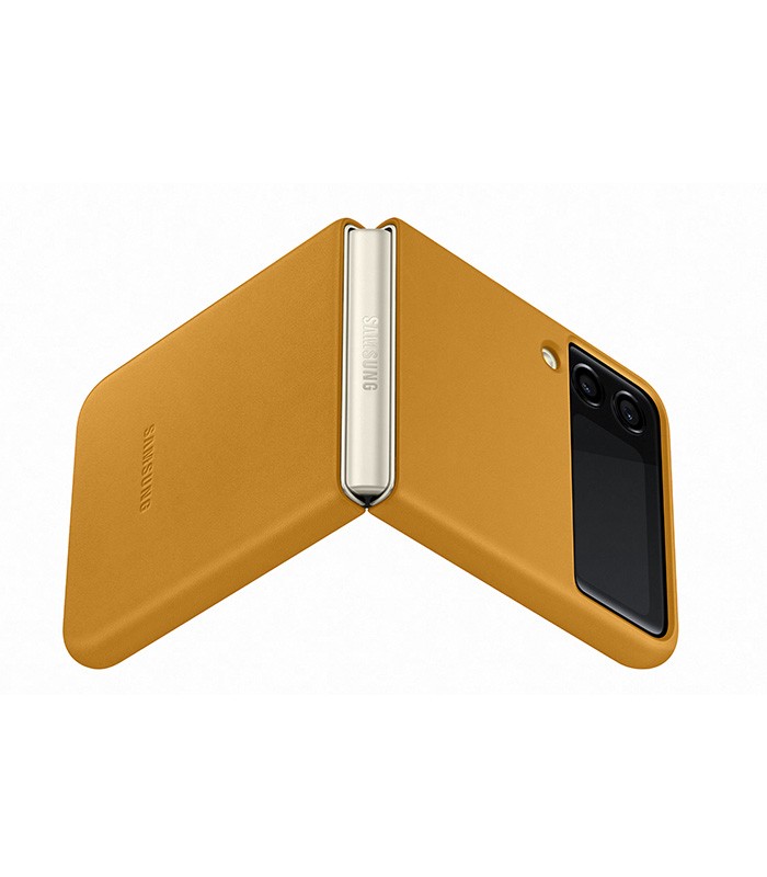 Husa de protectie Samsung Leather Cover pentru Galaxy Z Flip3, YELLOW 3 Husa de protectie Samsung Leather Cover pentru Galaxy Z Flip3, YELLOW - imagine 3