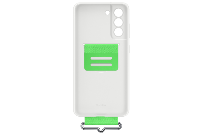 Husa de protectie Samsung Silicone Cover with Strap pentru Galaxy S21 FE 5G, White