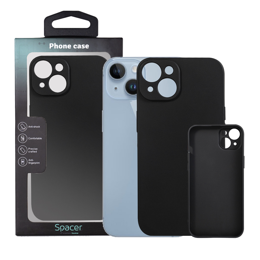 Husa de protectie Spacer pentru Iphone 14, material flexibil TPU, Negru