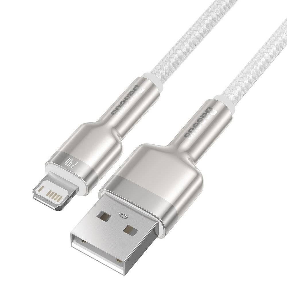 Cablu alimentare si date Baseus, Cafule Metal, Fast Charging, USB la tip Lightning 2.4A braided, 2 m, Alb 5 Cablu alimentare si date Baseus, Cafule Metal, Fast Charging, USB la tip Lightning 2.4A braided, 2 m, Alb - imagine 5