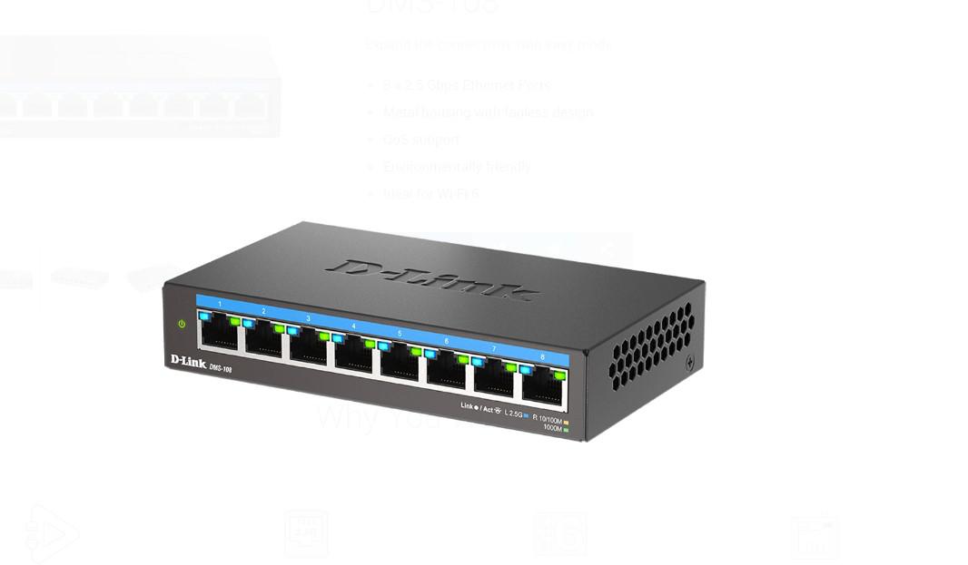 Switch, D-Link, 8 porturi, model DMS-108/E, 8x2,5 GB/s 5 Switch, D-Link, 8 porturi, model DMS-108/E, 8x2,5 GB/s - imagine 5