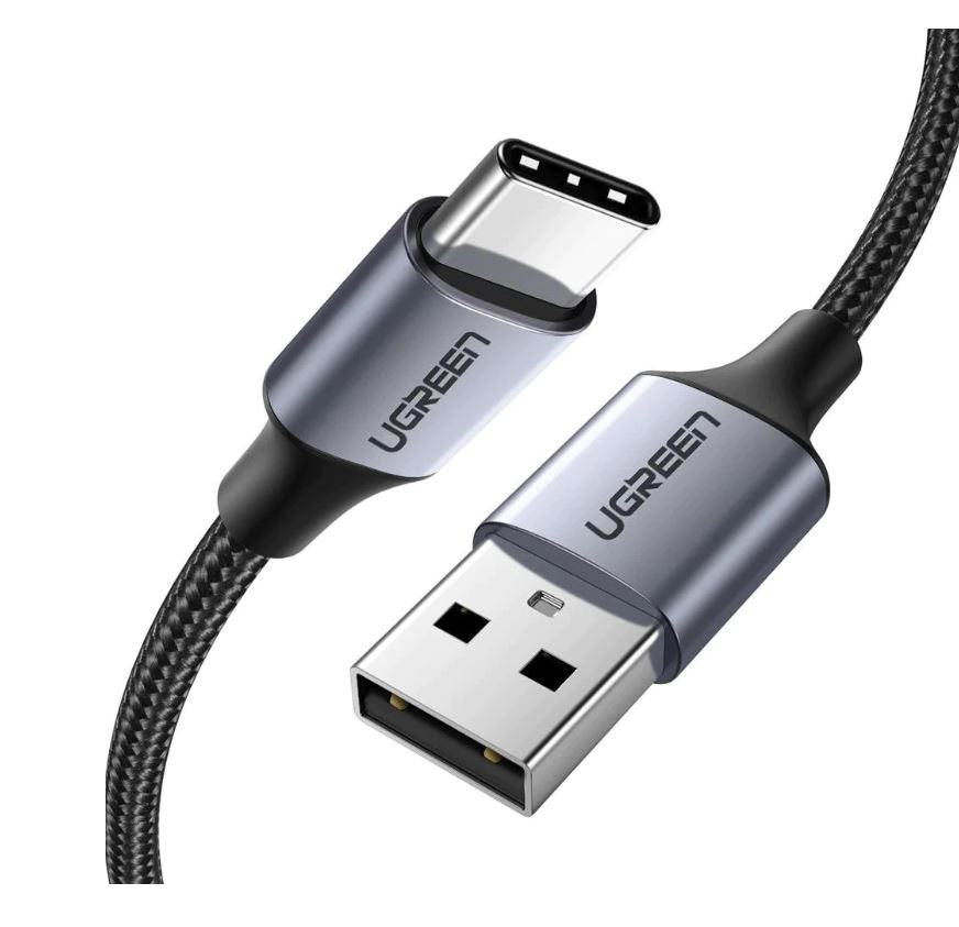 Set cablu impletit USB-A – USB-C, Ugreen US288, 3A, 0.5m, alb