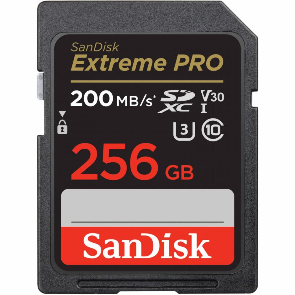 Card de memorie SanDisk Extreme PRO 256GB SDXC pana la 200MB/s & 140MB/s Read/Write speeds, UHS-I, Class 10, U3, V30