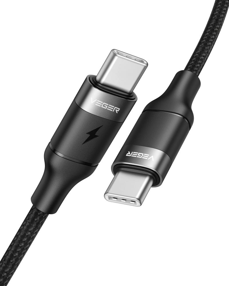 Cablu de date, Veger, USB-C la USB-C, 100W, 1.5m, negru