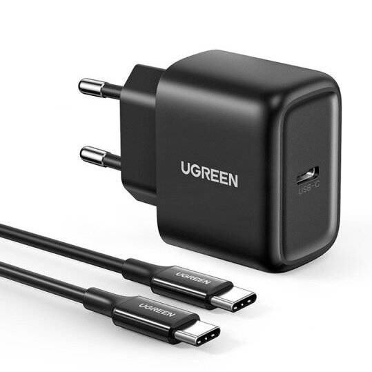 INCARCATOR retea Ugreen, „CD250” Quick Charge 25W, 1 x USB Type-C 5V/3A, include cablu USB Type-C la USB Type-C 2m, negru „50581” (timbru verde 0.18 lei) – 6957303855810