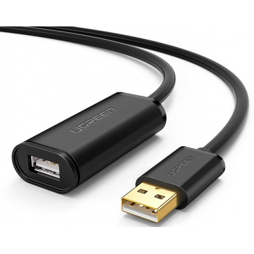Cablu pentru transfer de date UGREEN US121, USB tata – USB mama, activ, 5m, Negru