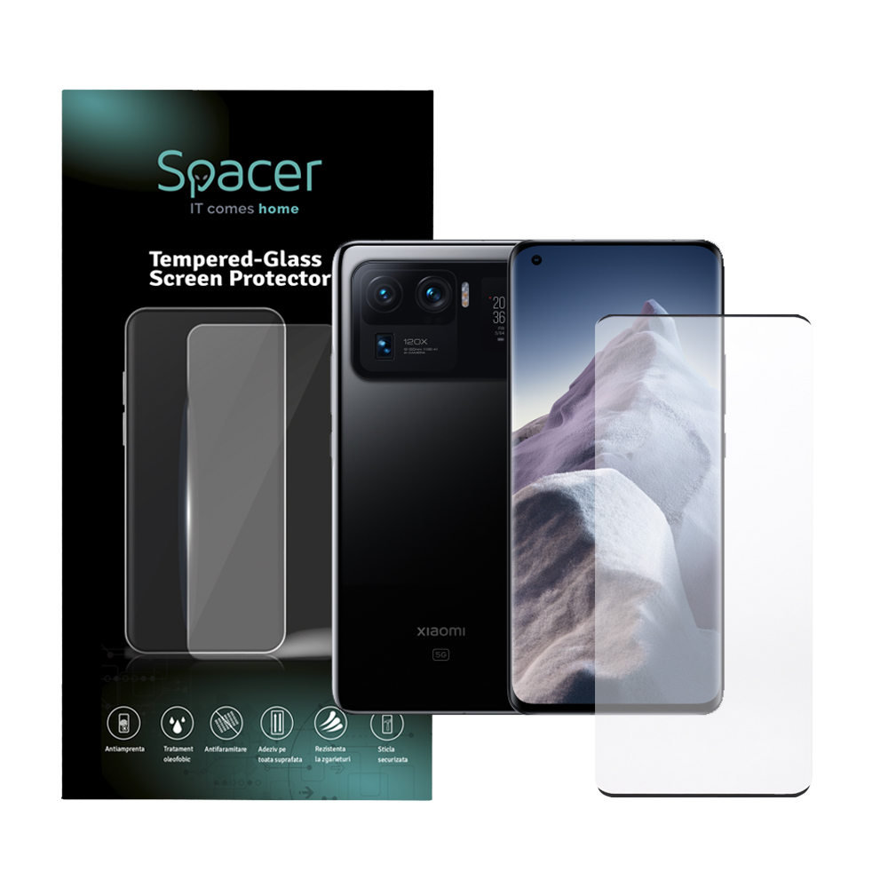 Folie de protectie Spacer pentru Xiaomi Mi 11 Ultra 5G, sticla 9D, duritate 9H, Tempered Glass