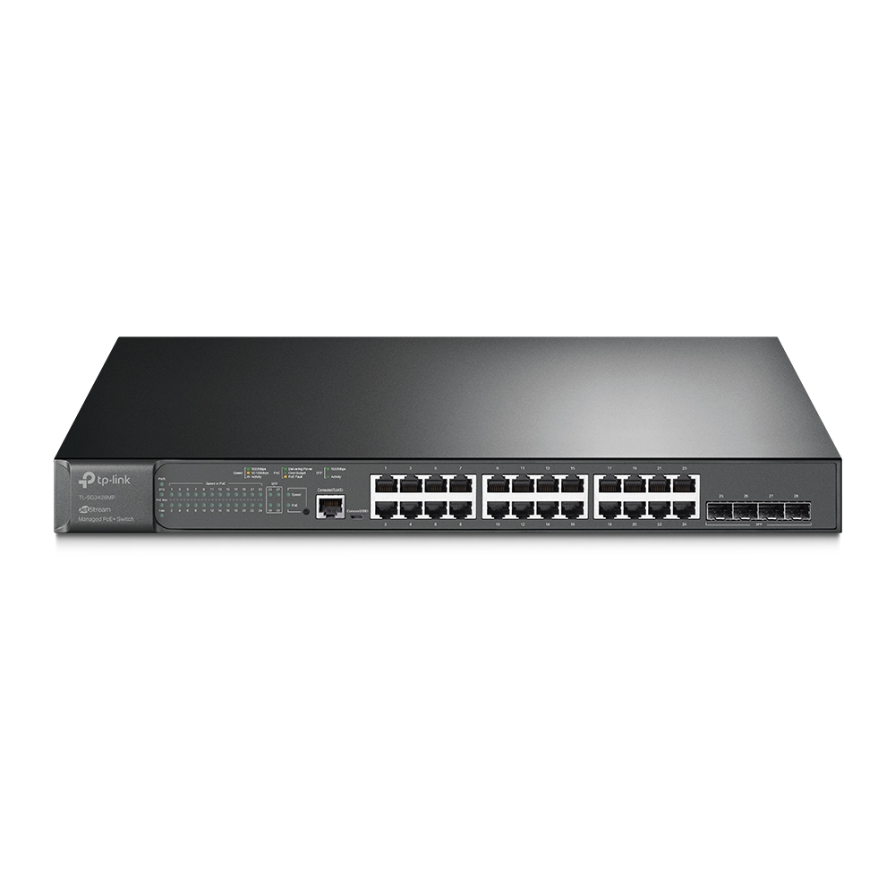 Set Switch Gestionabil L2, Tp-Link, Tl-Sg3428Mp, 440x330x44 mm, Alimentare Poe Cu Putere Totala De 384 W, 24 Porturi Poe+ Conforme Cu Standardele 802.3At/Af, 4 Sloturi Sfp, Management In Cloud