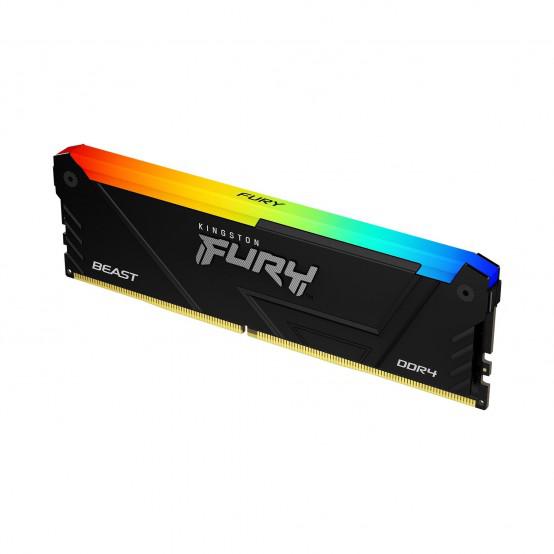 Memorie RAM, Kingston, FURY Beast RGB, 8GB (2x4GB), DDR4, 3600MHz, CL17, DIMM, Negru