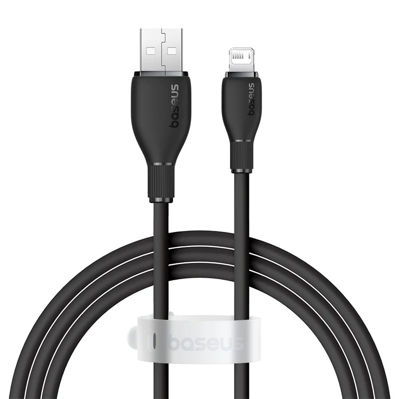 Cablu alimentare si date Baseus Pudding, Fast Charging Data Cable pentru smartphone, USB la Iphone Lightning 2.4A, 2m, negru