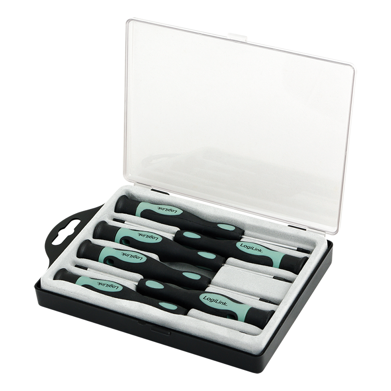 Set 6 Surubelnite de precizie, LogiLink, Otel, Negru/Verde deschis