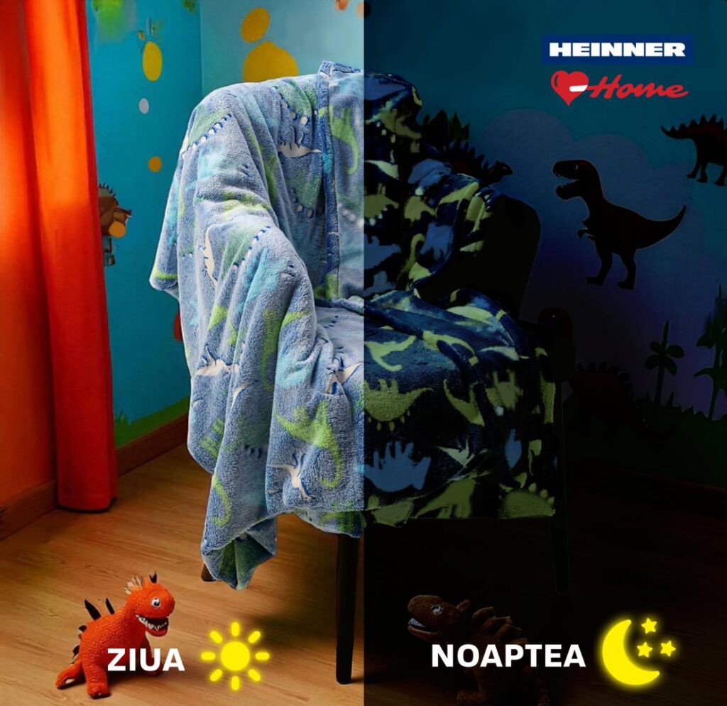 „Patura model fosforescent,Dino,200×220