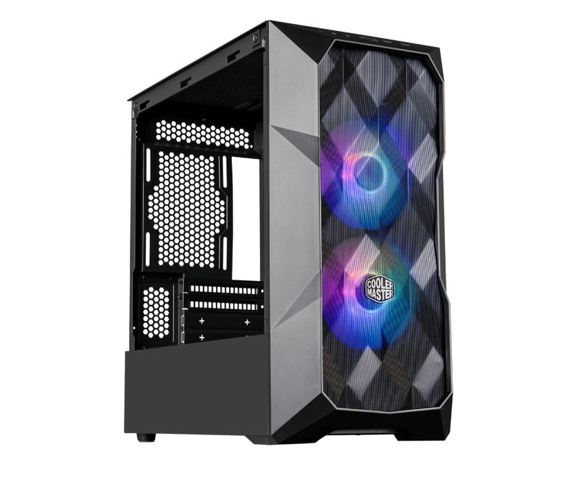 Carcasa ATX Semi-tower Cooler Master TD300, neagra, sticla securizata, iluminare RGB, 4 sloturi de expansiune