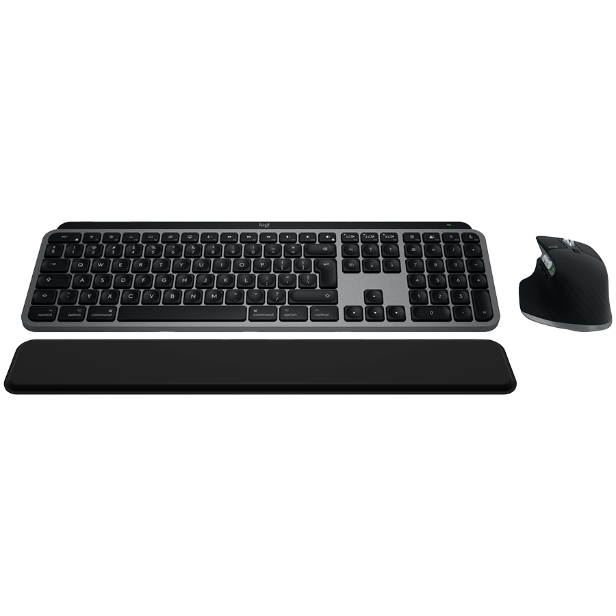 Set tastatura si mouse Logitech MX Keys S Combo pentru Mac, grafit, design ergonomic, iluminare inteligenta
