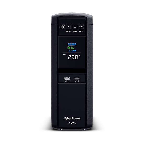 UPS CyberPower CP1600EPFCLCD, 1600VA/1000W, 6 Prize Schuko, Active PFC, Sinus Pur, Color LCD Display, AVR, GreenPower UPS™ Bypass Technology