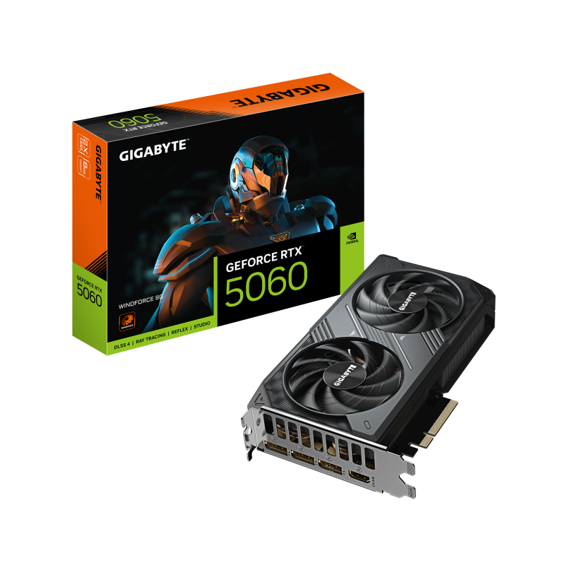 Placa video Gigabyte GeForce RTX 5060 WINDFORCE 8G, GDDR7, 128 bit, Negru