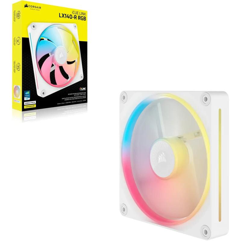 Ventilator Corsair iCUE LINK LX140-R RGB 140mm PWM Reverse, 2000 RPM, Alb