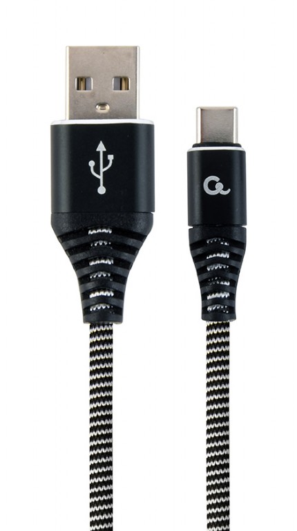 Cablu alimentare si date Gembird, USB 2.0 (T) la USB 2.0 Type-C (T), 1m, Negru / Alb CC-USB2B-AMCM-1M-BW