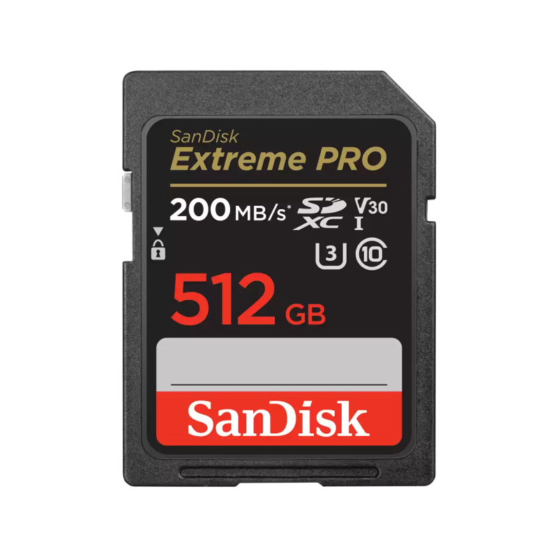 Card de memorie SanDisk Extreme PRO 512GB SDXC pana la 200MB/s & 140MB/s Read/Write speeds, UHS-I, Class 10, U3, V30