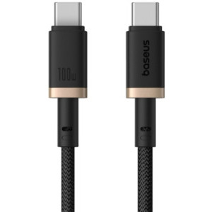 Cablu de date Baseus Dura USB-C 100W 2m, negru-auriu, nylon