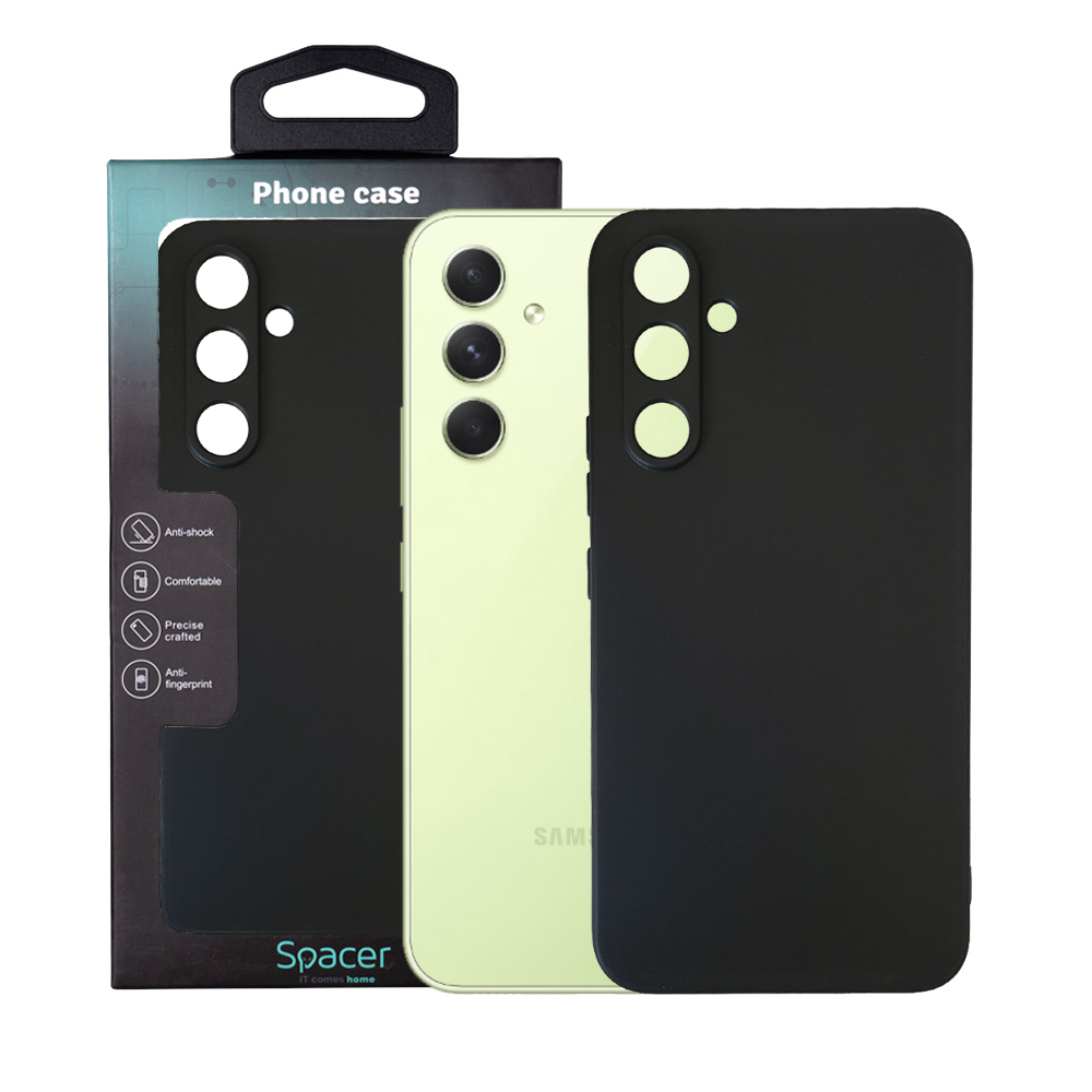 Husa compatibila cu Samsung Galaxy A54 5G, negru, grosime 1.5mm, material flexibil TPU